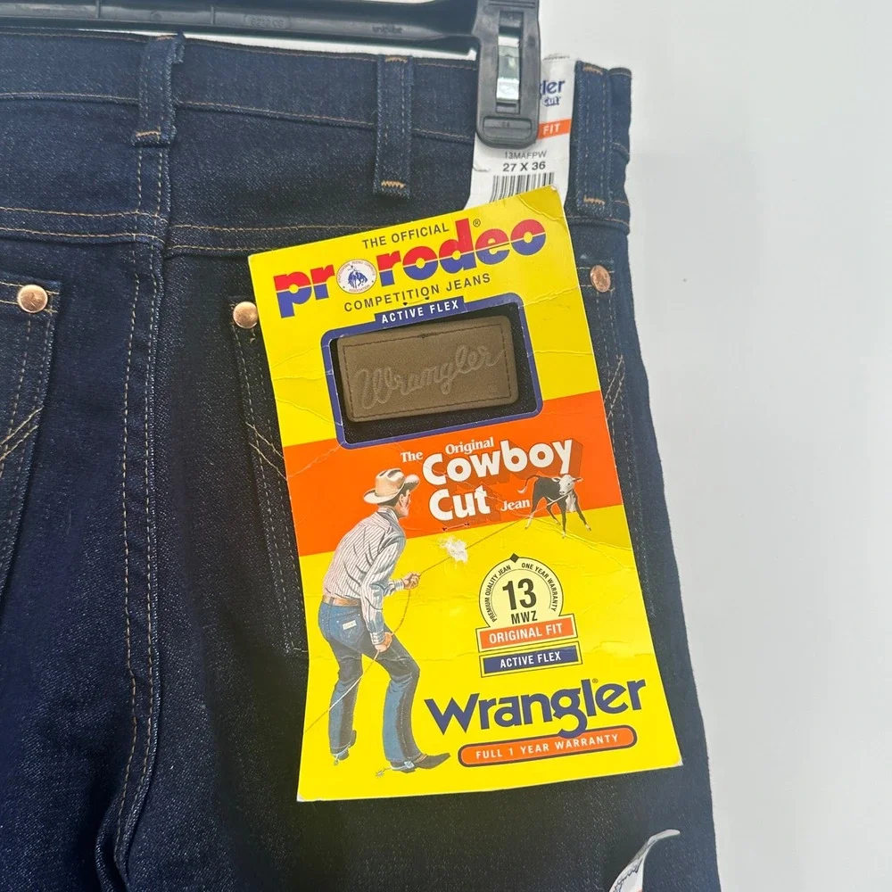 Wrangler‎ Cowboy Cut Jeans Mens 27x36 Blue Solid Original Fit Modern NWT 13MAFPW